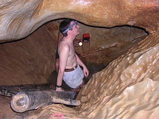 Alain inspecting a cave