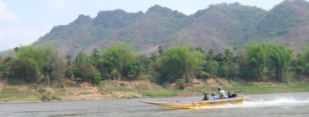 Travelling on the Mekong by speed boat