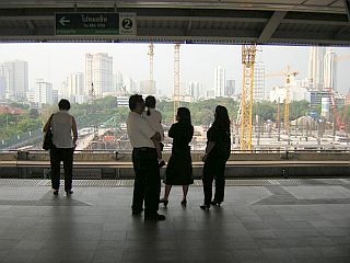 Modern Bangkok from Sky train station