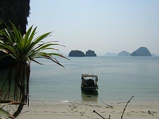 Our boat in a bay